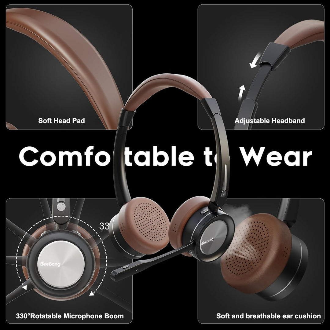 Kabelloses Headset, Bluetooth-Headset mit Mikrofon und Rauschunterdrückung & USB-Dongle, Kabellose m