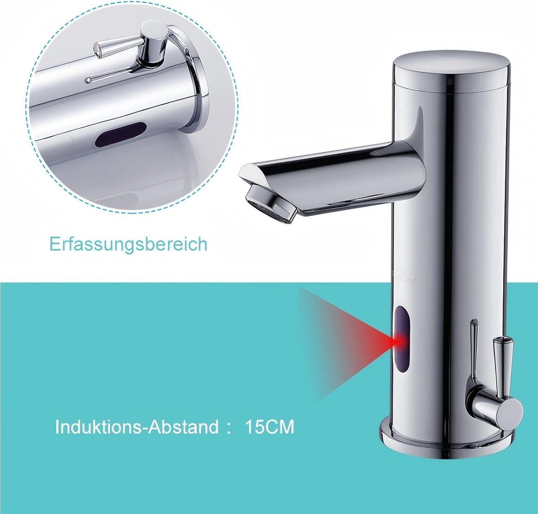 Auralum Automatischer Sensor Wasserhahn Infrarot badarmaturen waschtischarmatur Mischbatterie 18,2cm