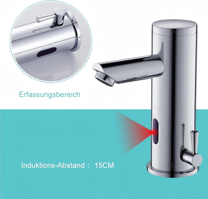 Auralum Automatischer Sensor Wasserhahn Infrarot badarmaturen waschtischarmatur Mischbatterie 18,2cm