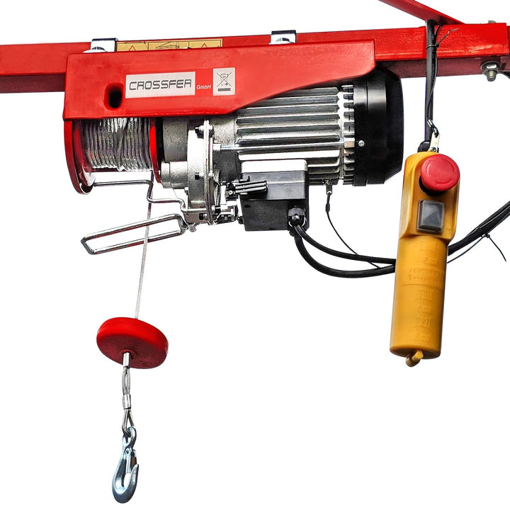 CROSSFER PA600A Elektrischer Seilhebezug 230Volt für 300kg/600kg Last Seilwinde mit Umlenkrolle als
