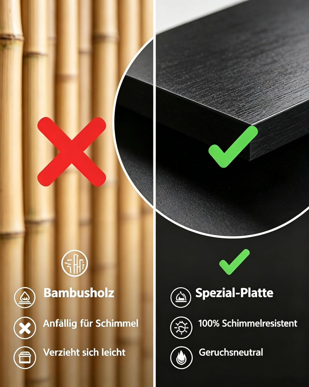 Brotkasten Schwarz 2 Etagen Grosse Brotbox aus Premium Holzwerkstoff (Antimuffa) Moderne Brotaufbewa