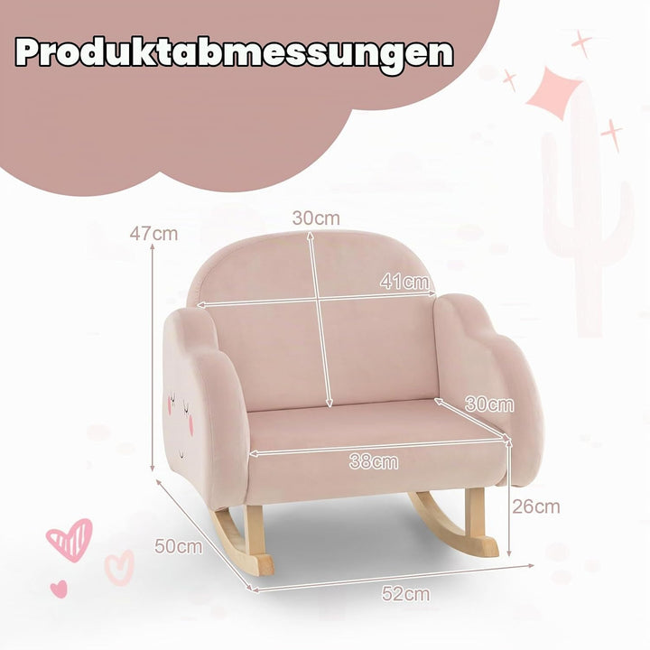 DREAMADE Kindersessel, Kindersofa aus Veloursstoff mit Rückenlehne, massiven Holzfüssen &amp; Kippsicher