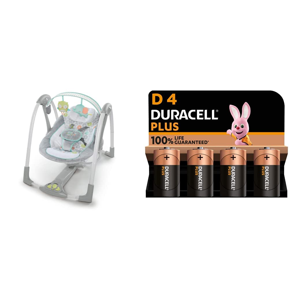 Ingenuity Hugs & Hoots zusammenklappbare & tragbare Babyschaukel, 5 Schaukelgeschwindigkeiten & Dura