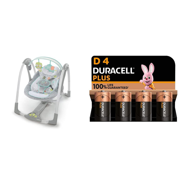 Ingenuity Hugs & Hoots zusammenklappbare & tragbare Babyschaukel, 5 Schaukelgeschwindigkeiten & Dura