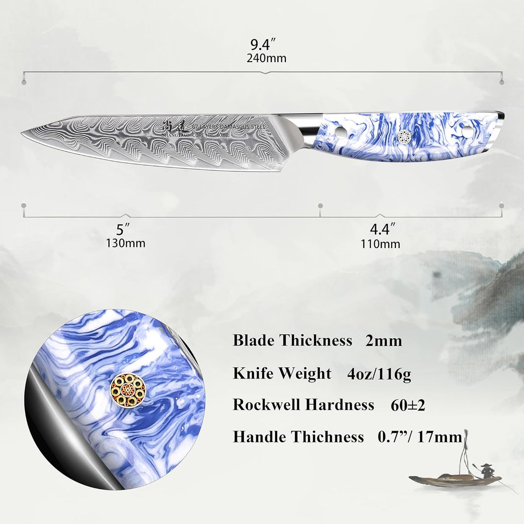 SHANGDAO 13 cm Küchen-Allzweckmesser, rasiermesserscharfe Obst- und Gemüseschälmesser, geschmiedeter