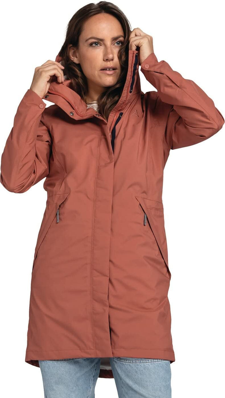 Schöffel Damen Parka Sardegna L, wind- und wasserdichte Regenjacke für Frauen mit praktischen Tasche