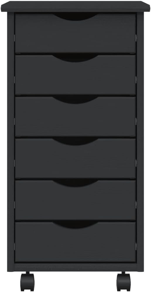 ZEYUAN Rollschrank mit Schubladen Moss Grau Massivholz Kiefer, Rollcontainer, Sideboard, Aktenschran