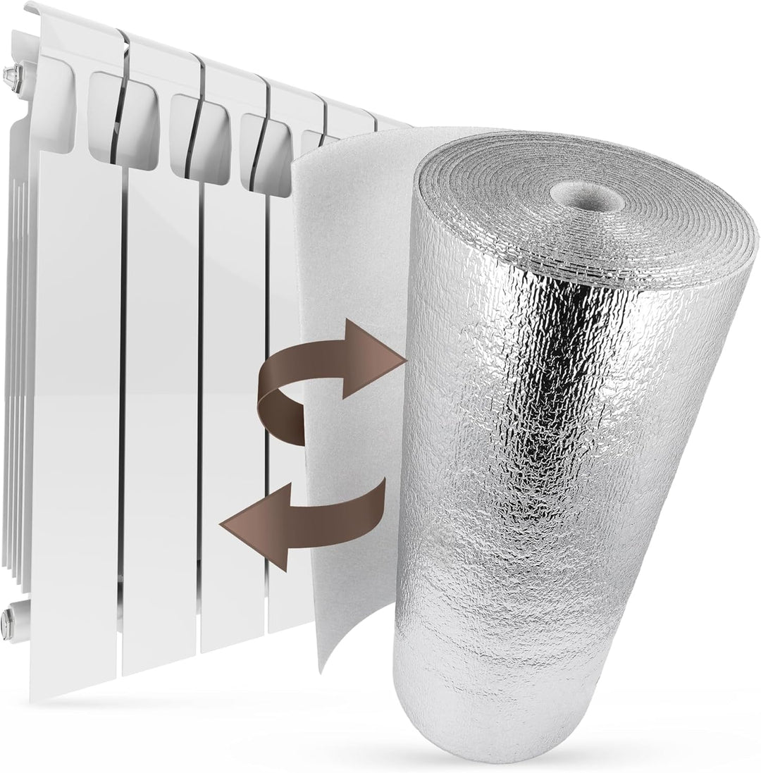 FLOWTOP Heizkörper Reflexionsfolie 10 m x 0,5 m | Isolierfolie Wandisolierung Reflexionsplatte Refle