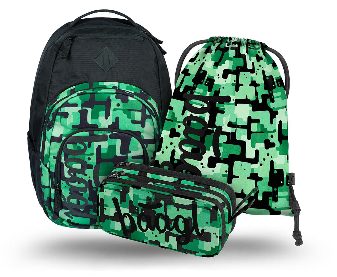 Baagl Schulrucksack Set 3 Teilig, Ergonomischer Grosser Rucksack mit Thermofach für Jungen Mädchen T