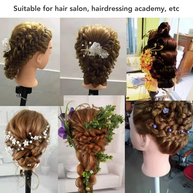 Serlium Ausbildung Silikon Kopf mit Haar,DIY perückenkopf Frisurenkopf Friseur Styling Training Flec