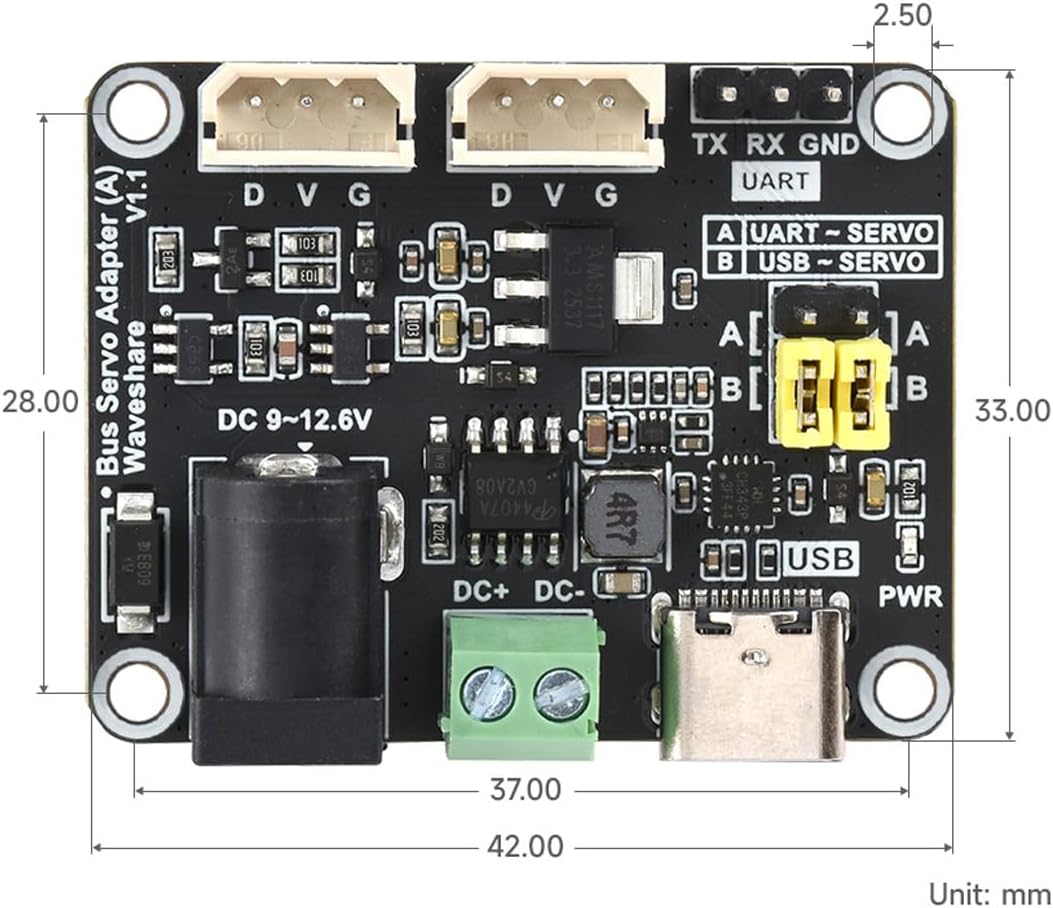 Waveshare 2PCS Serial Bus Servo Driver Board, Integrates Servo Power Supply & Control Circuit, Appli