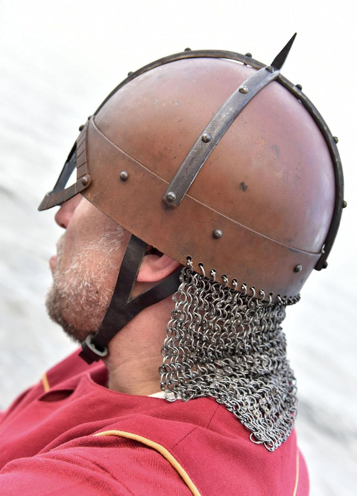 Ulfberth - Der Gjermundbu Helm mit vernieteter Brünne, 2 mm Stahl – Schaukampf-tauglicher Wikingerhe