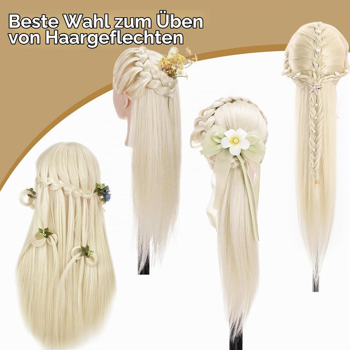 Frisierkopf Echthaar, TopDirect 66cm/26 Zoll 70% Echtes Haar Ubungskopf Friseur Trainingskopf mit Fl