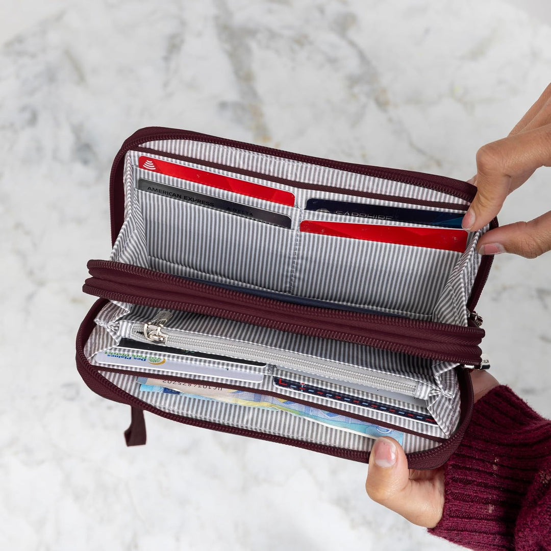 Travelon RFID-blockierende Geldbörse mit doppeltem Reissverschluss, schwarz, Einheitsgrösse, RFID-bl