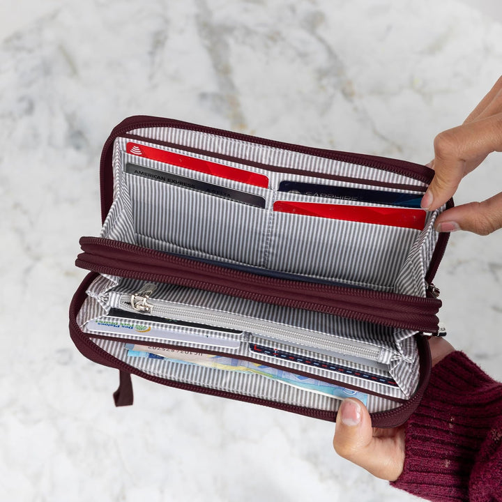 Travelon RFID-blockierende Geldbörse mit doppeltem Reissverschluss, schwarz, Einheitsgrösse, RFID-bl