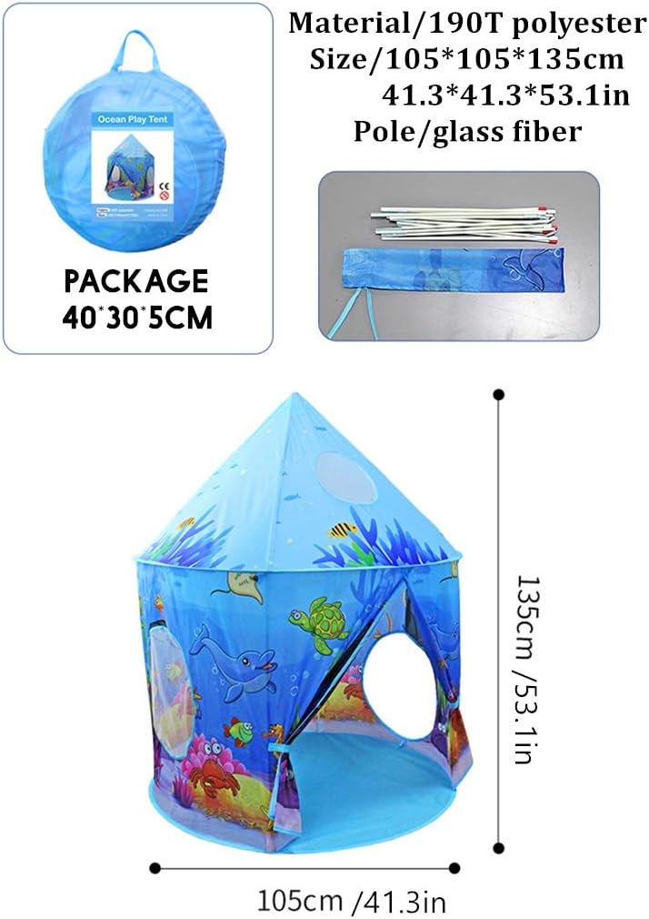 Benebomo Kinderzelt,Spielzelt,Blau, Ozean,Spielzelt Jungen,Spielzelt mädchen,Zelt kinderzimmer,Gebur