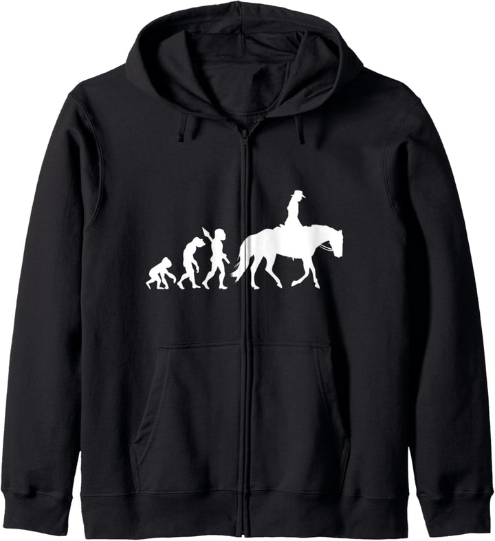 Westernreiten Westernreiterin Lustig Fun Evolution Reiterin Kapuzenjacke