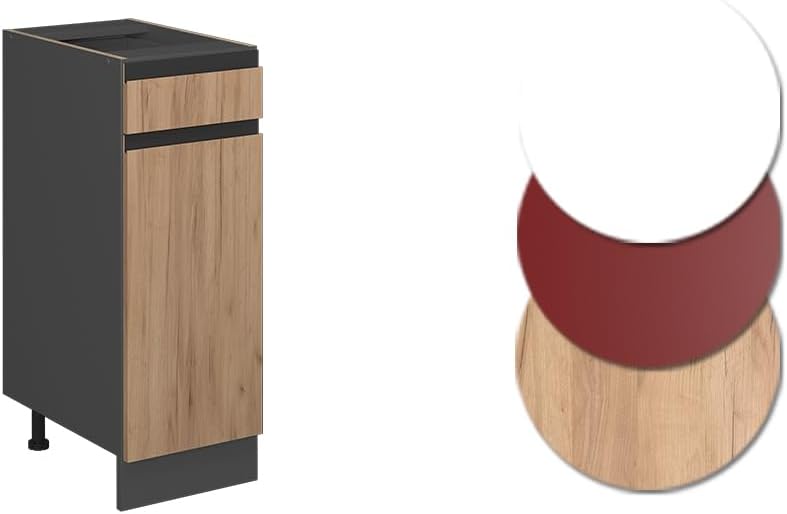 Vicco Küchenunterschrank R-Line, Goldkraft Eiche/Anthrazit, 30 cm J-Shape, ohne Arbeitsplatte Goldkr