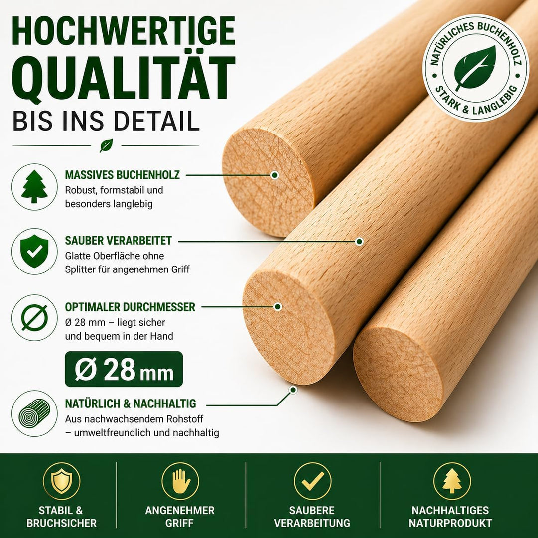 All4All Schaufelstiel 120cm, Holzgrif, Spatenstiel,Ersatz Spaten,Holz Stiel aus Buche,Ersatzstiel,Ga