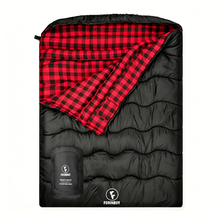 Doppelschlafsack 2 Personen 230x150cm – Flanell-Deckenschlafsack | Weiches Flanell-Futter, wasserdic