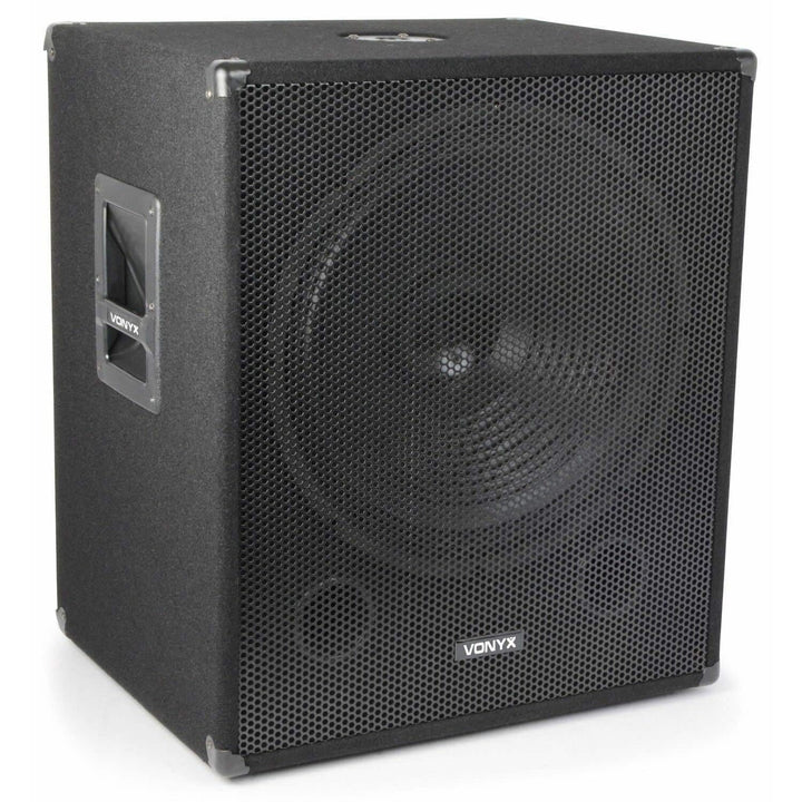 Vonyx SMWBA18 Aktiv Subwoofer, stabile Bassbox, 18 Zoll Sub 1000 Watt, Bi-AMP, integrierter Verstärk