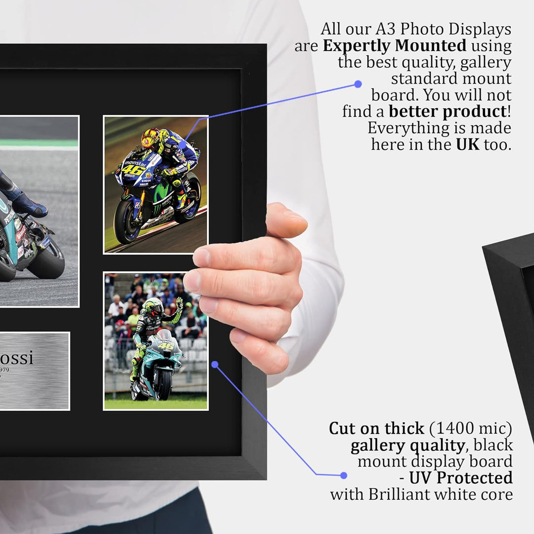 HWC Trading FR A3 Valentino Rossi Gifts Autogramm-Bild für MotoGP Racing Fans, A3, gerahmt, 330 x 44