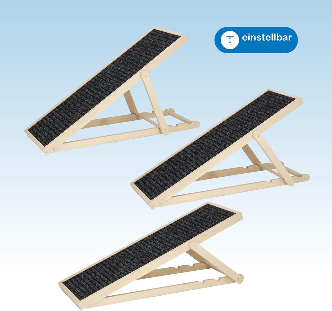 Hunderampe, Hundetreppe aus Holz, verstellbar, Hunderampe für kleine Hunde, Rampe für Hunde,Hunde Tr