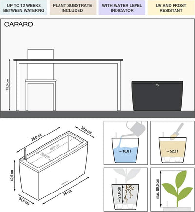 LECHUZA CARARO Premium silber metallic 18808 Silber Metallic Premium, Silber Metallic Premium