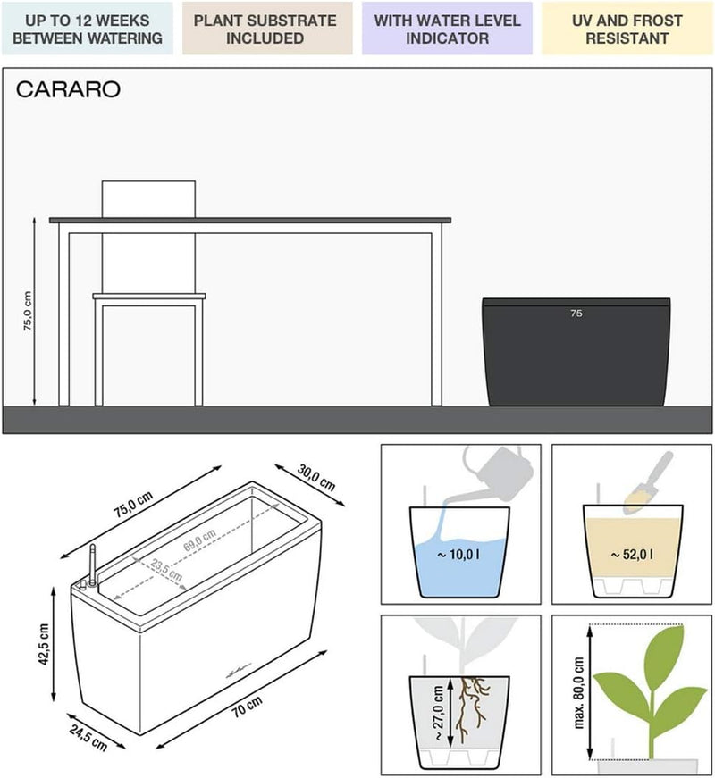 LECHUZA CARARO Premium silber metallic 18808 Silber Metallic Premium, Silber Metallic Premium