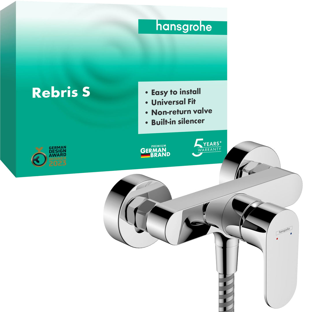 hansgrohe Duscharmatur Rebris S, Aufputz Brausebatterie für 1 Funktion, Chrom Chrom Dusche, Chrom Du