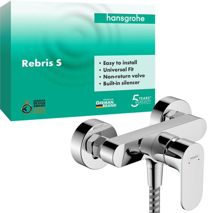 hansgrohe Duscharmatur Rebris S, Aufputz Brausebatterie für 1 Funktion, Chrom Chrom Dusche, Chrom Du