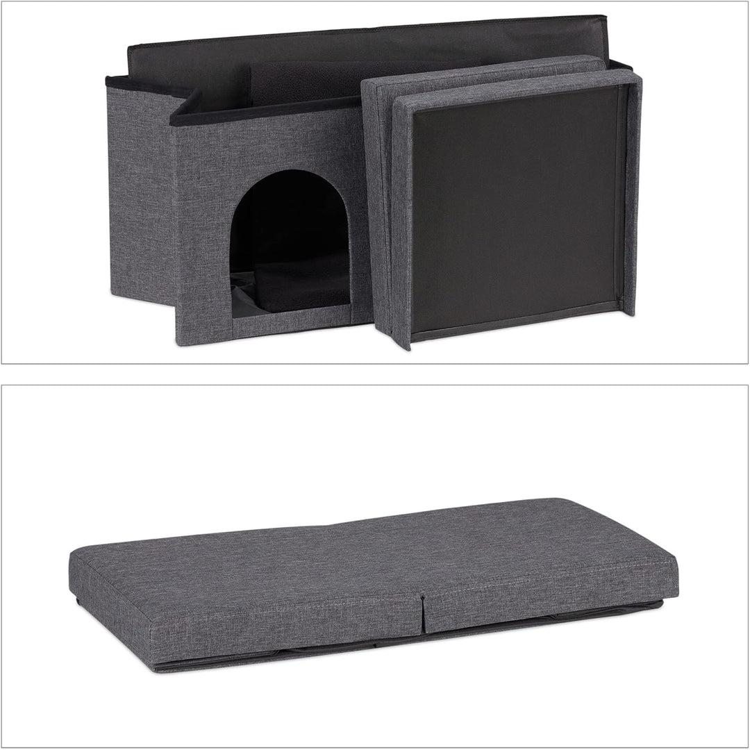 Relaxdays Katzenhöhle faltbar, belastbare Sitzbank, Katzenmöbel Indoor, Tierversteck, HBT: 38,5 x 74