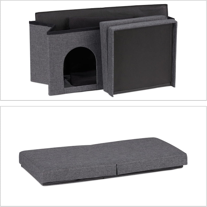 Relaxdays Katzenhöhle faltbar, belastbare Sitzbank, Katzenmöbel Indoor, Tierversteck, HBT: 38,5 x 74