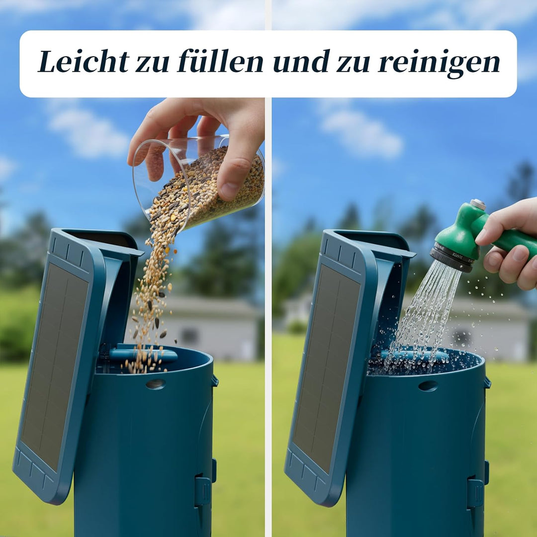 Vogelhaus mit Kamera, AI Identifizieren von Vögeln, 2,4 GHz/5 GHz, solarbetrieben, Eichhörnchensiche