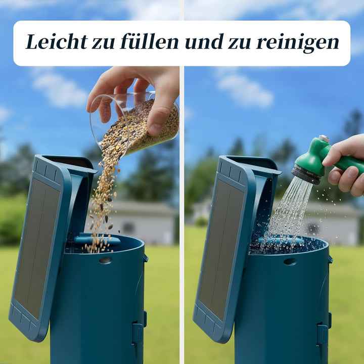 Vogelhaus mit Kamera, AI Identifizieren von Vögeln, 2,4 GHz/5 GHz, solarbetrieben, Eichhörnchensiche