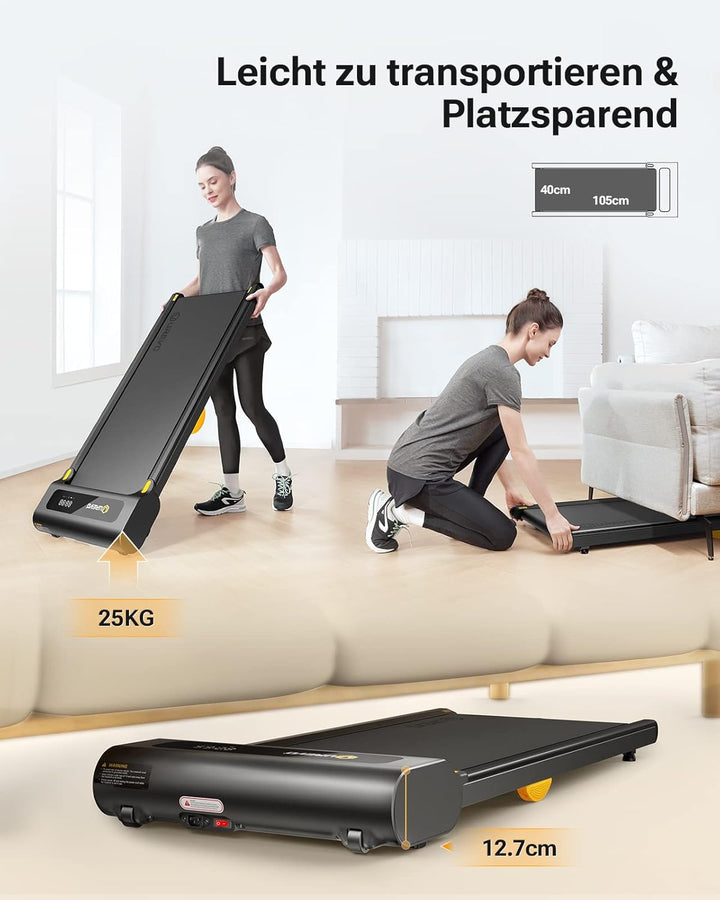 Laufband mit APP, Smart Walking pad mit Doppelter Stossdämpfung, Ultra Schlanker Laufband Schreibtis