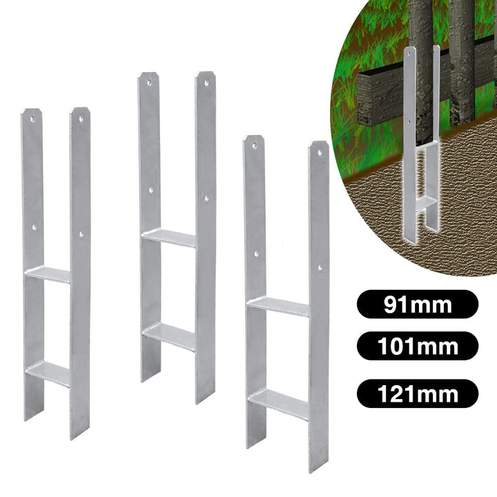 Jopassy H-Pfostenträger, 2*H-Anker, 91mm Gabelweiten, Materialstärke 5mm, Länge600mm, Pfostenschuh,