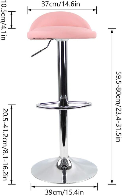 KKTONER Barhocker Tresenhocker höhenverstellbar 60-80cm mit Fussstütze PU Leder Rosa, Rosa