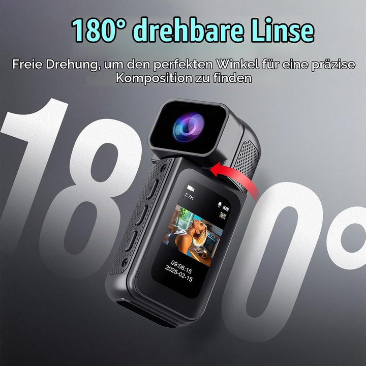 Action Cam 180° Drehung des Objektivs WiFi Kamera, 2.7K Action Kamera mit 170°Weitwinkel,Fahrrad Vid