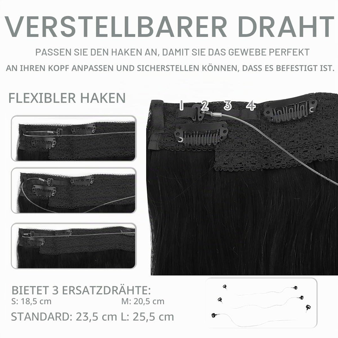 WENNALIFE Secret Hair Extensions Echthaar, 50cm 20 Inch 110g Tief Schwarz Remy Haarverlängerung Echt