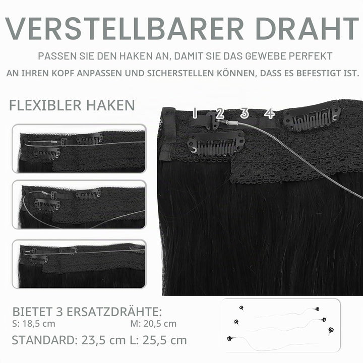 WENNALIFE Secret Hair Extensions Echthaar, 50cm 20 Inch 110g Tief Schwarz Remy Haarverlängerung Echt