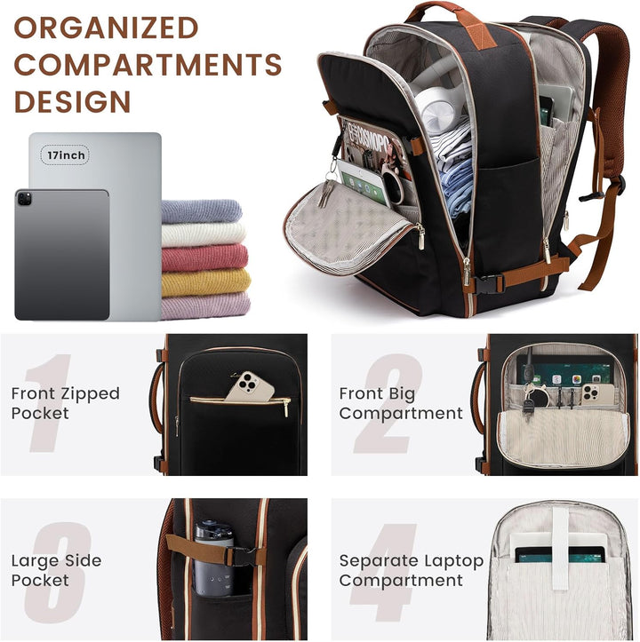 LOVEVOOK Handgepäck Rucksack Flugzeug, 40L Gross Reiserucksack Damen Kofferrucksack, Wasserdicht Rei