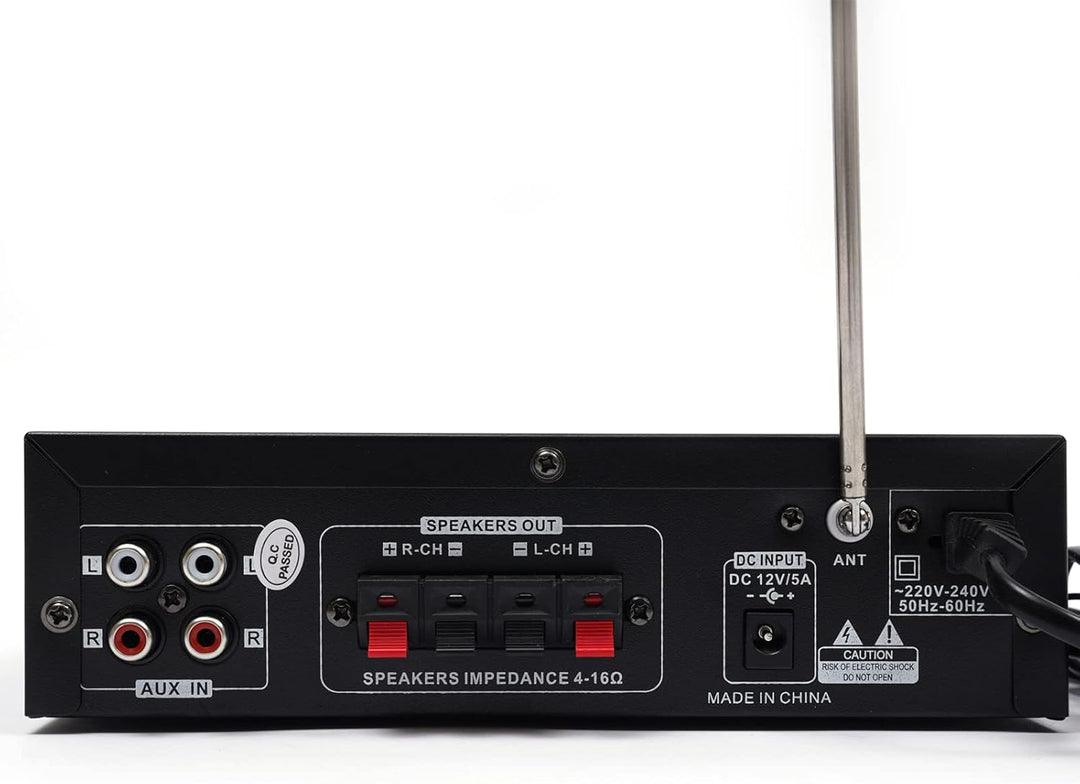MBUYI HiFi Verstärker mit Bluetooth, Stereo Audio Receiver mit 2 Mikrofoneingang Echo, Amplifier End