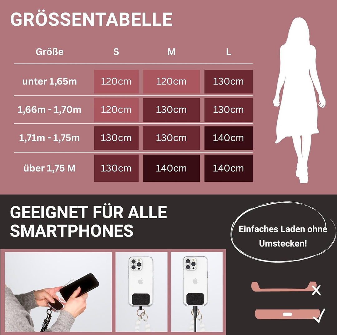 beadstars Perlen Handykette Universal zum Umhängen inkl. Patch und Geschenkbox, handgefertigt in Deu
