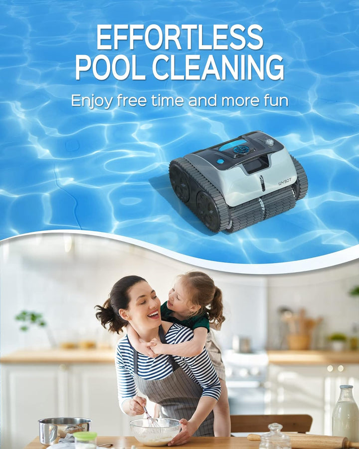WYBOT Poolroboter Akku für 110 Mins, Vollautomatisch Poolreiniger Boden, Wasserlinie, Wandreinigung,