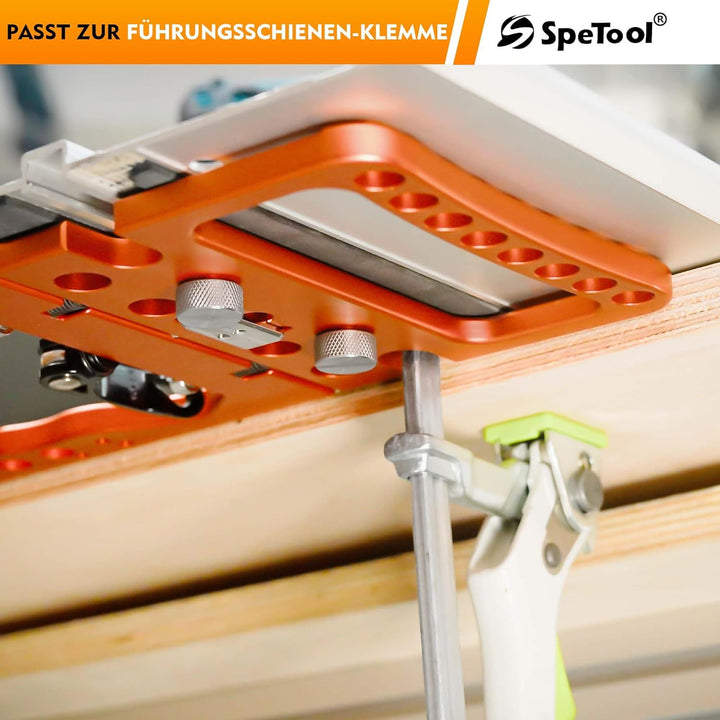 SpeTool 90° Winkelanschlag für Führungsschiene, ±0,01° Genauigkeit, Schnellverriegelung & Schienensc