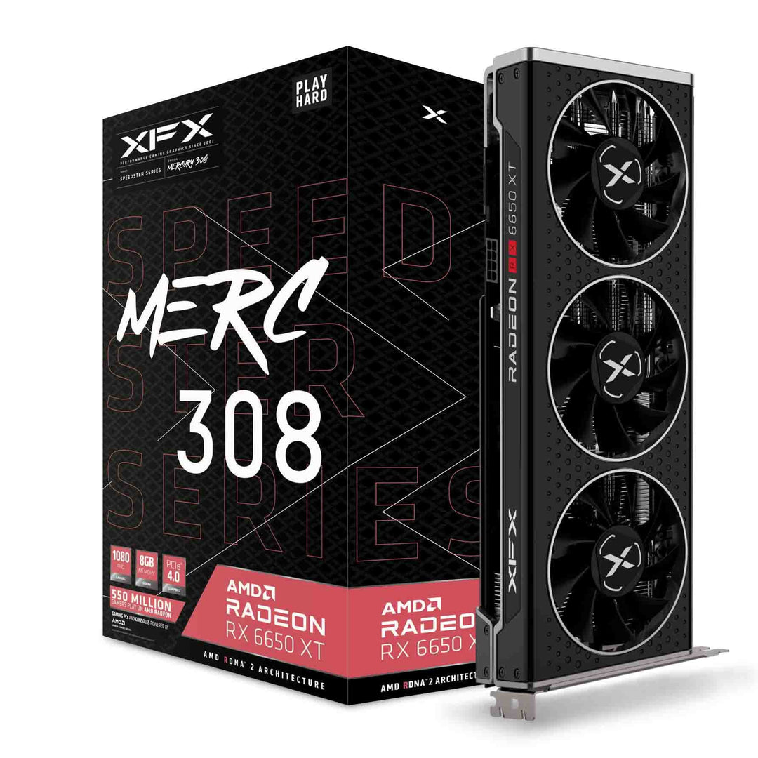 XFX Speedster MERC308 Radeon RX 6650XT Black Gaming Grafikkarte mit 8GB GDDR6 HDMI 3xDP, AMD RDNA™ 2
