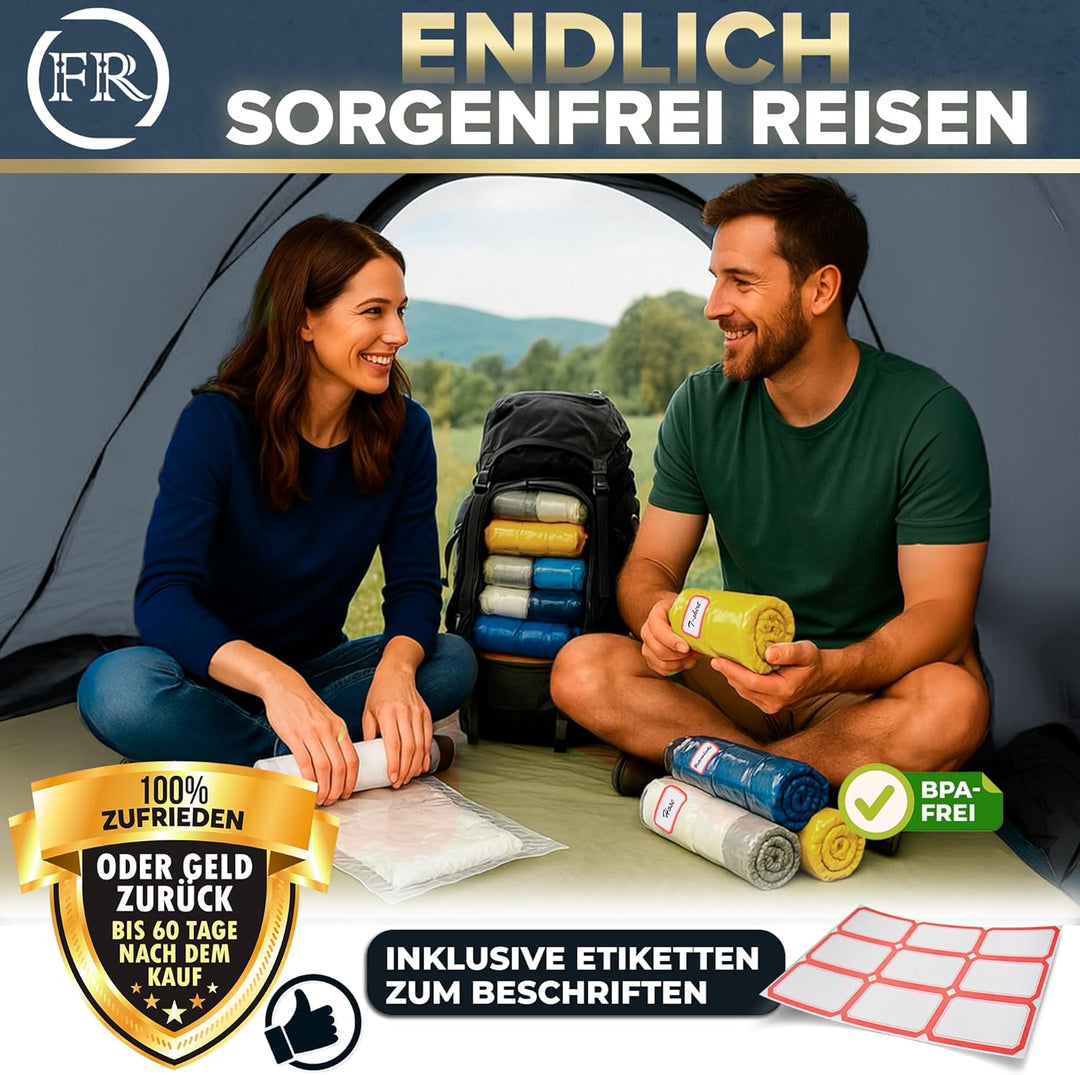 FiRiO Vakuumbeutel Reise zum Rollen I 8 STÜCK I Grösse M: 60x40cm I Vakuumbeutel für Kleidung Reise