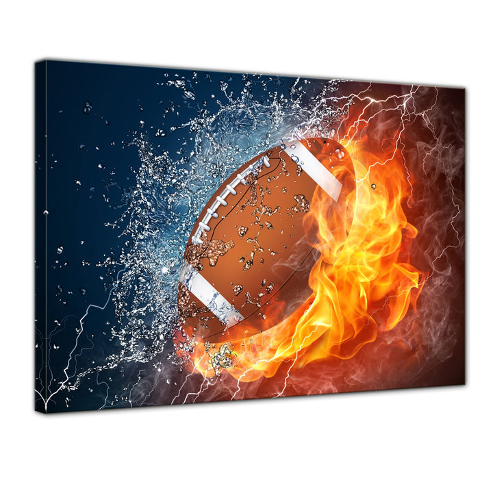 Bilderdepot24 Bild auf Leinwand | Football - Feuer und Eis in 70x50 cm als Wandbild | Wand-deko Deko