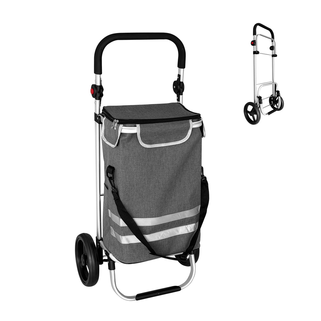 Relaxdays Einkaufstrolley, 2 grosse Räder, Kühlfach, abnehmbare Tasche, 45 l, bis 35 kg, Einkaufswag